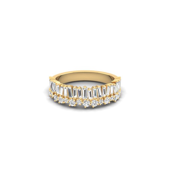 Wide Baguette & Round Diamond Fashion Band