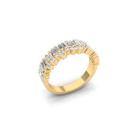 Wide Baguette & Round Diamond Fashion Band