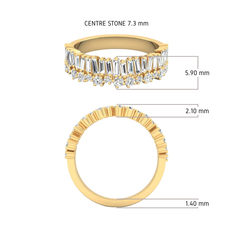 Wide Baguette & Round Diamond Fashion Band