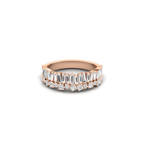 Wide Baguette & Round Diamond Fashion Band