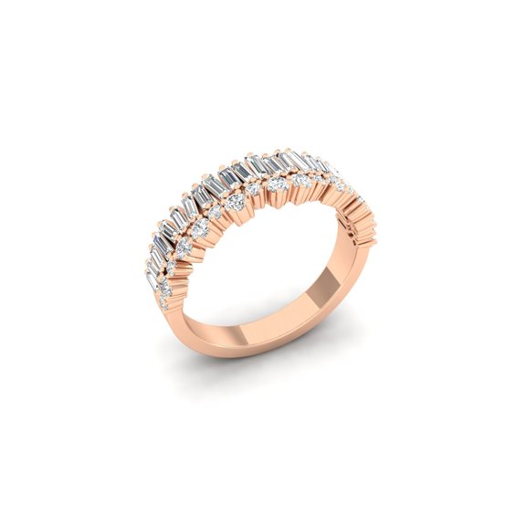 Wide Baguette & Round Diamond Fashion Band