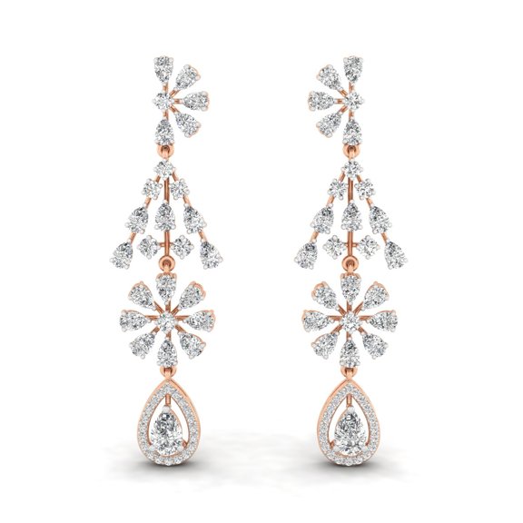 Petal Cascade Diamond Drop Earrings