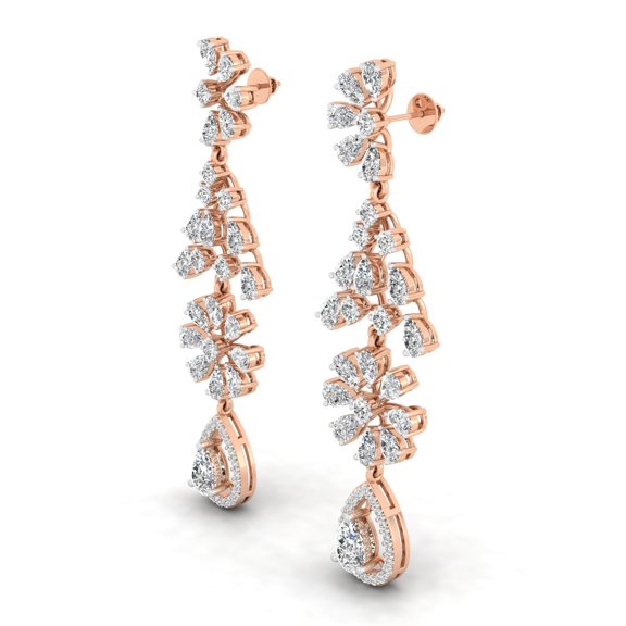 Petal Cascade Diamond Drop Earrings