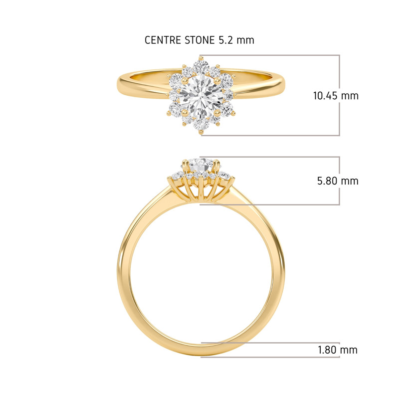 Sunburst Halo Diamond Ring