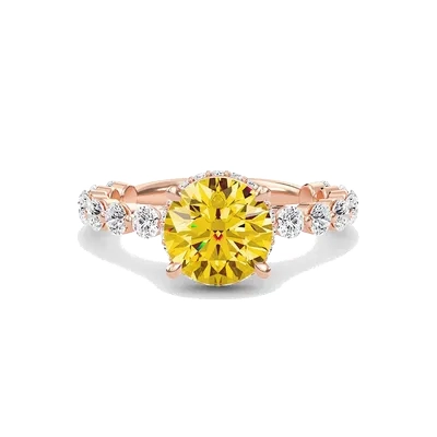 Citrine Prong Set Side Stone Ring