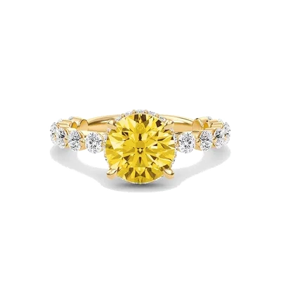 Citrine Prong Set Side Stone Ring