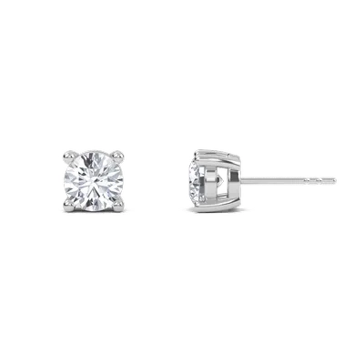 Round Four Prong Solitaire Earrings
