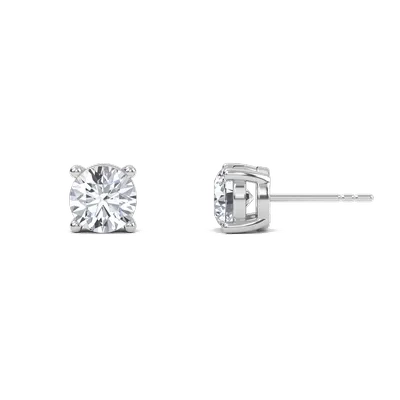 Round Four Prong Solitaire Earrings