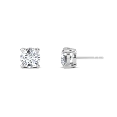 Round Four Prong Solitaire Earrings