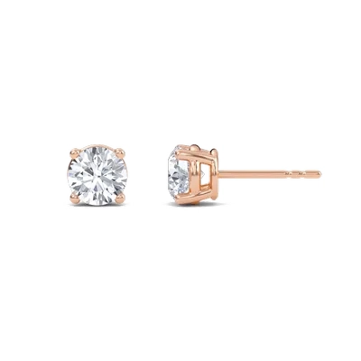 Round Four Prong Solitaire Earrings