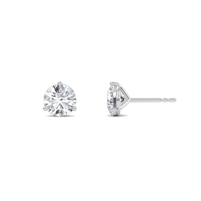 Three Prong Martini Solitaire Earrings