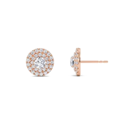 Double Halo Solitaire Earrings