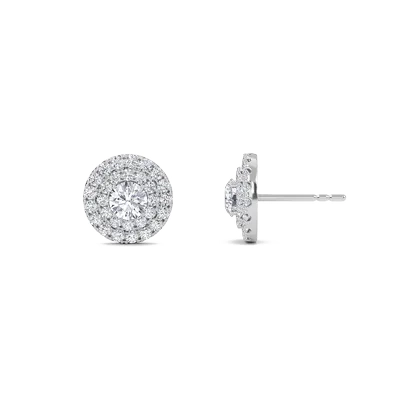 Double Halo Solitaire Earrings