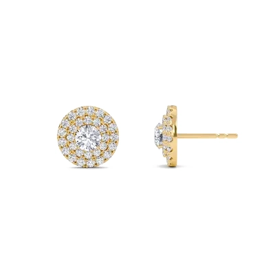 Double Halo Solitaire Earrings