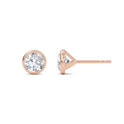 Round Bezel Set Solitaire Earrings