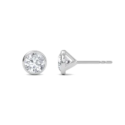Round Bezel Set Solitaire Earrings