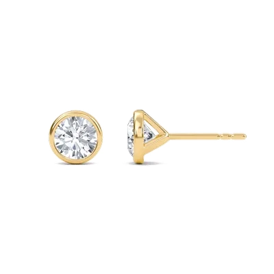 Round Bezel Set Solitaire Earrings