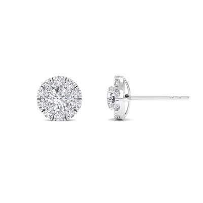 Solitaire Halo Earrings