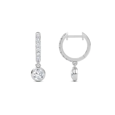 Bezel Drop Accented Huggie Earrings