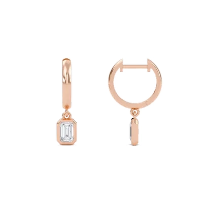 Bezel Drop Huggie Earrings
