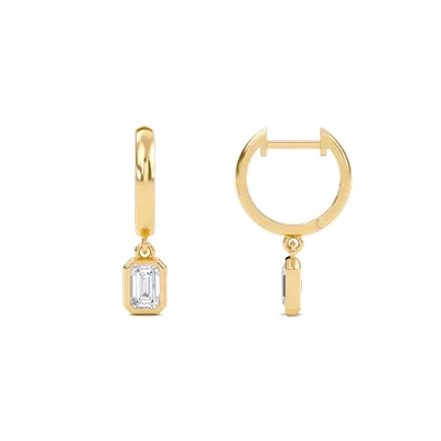 Bezel Drop Huggie Earrings