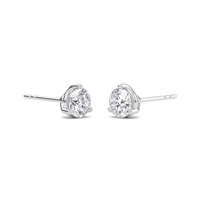 Round Three Prong Solitaire Earrings