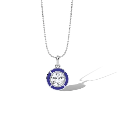 Soliatire Pendant in Enamel Painted Gold