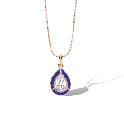 Soliatire Pendant in Enamel Painted Gold