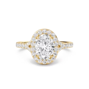 Oval Halo Split Shank Engagement Ring