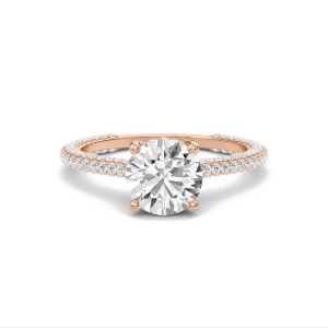 Round Cathedral Triple Row Pave Ring