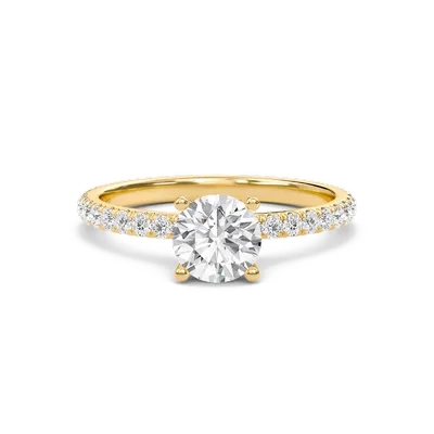 Round Embellished Prongs Pave Rings