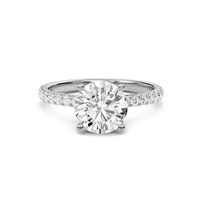 Round Embellished Prongs Pave Rings