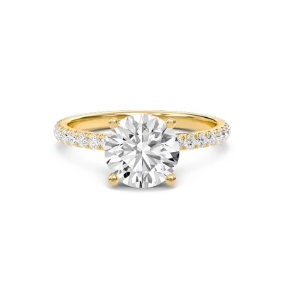 Round Embellished Prongs Pave Rings