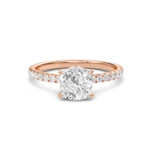 Cushion Hidden Halo Pave Engagement Ring