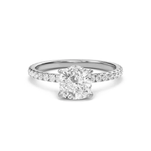 Cushion Hidden Halo Pave Engagement Ring