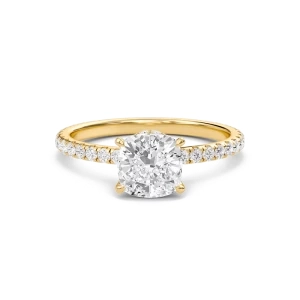 Cushion Hidden Halo Pave Engagement Ring