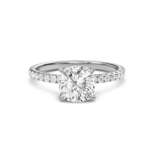 Cushion Hidden Halo Pave Engagement Ring