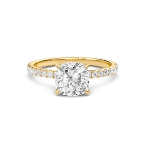 Cushion Hidden Halo Pave Engagement Ring