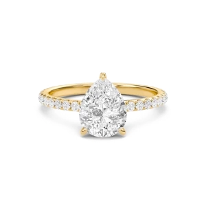 ?Pear Hidden Halo Pave Engagement Ring