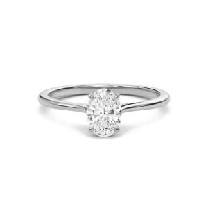 Oval Cathedral Hidden Halo Engagement Ring