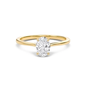 Oval Cathedral Hidden Halo Engagement Ring