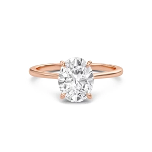 Oval Cathedral Hidden Halo Engagement Ring