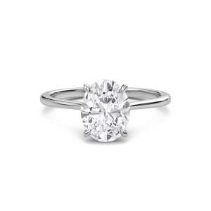 Oval Cathedral Hidden Halo Engagement Ring