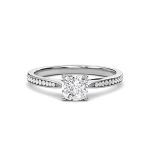 Cushion Cathedral Pave Adorned Engagement Ring