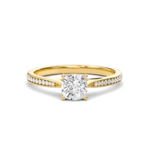 Cushion Cathedral Pave Adorned Engagement Ring
