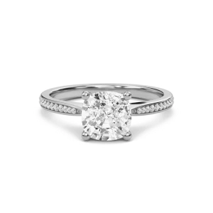 Cushion Cathedral Pave Adorned Engagement Ring