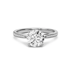Round Cathedral Pave Adorned Engagement Ring
