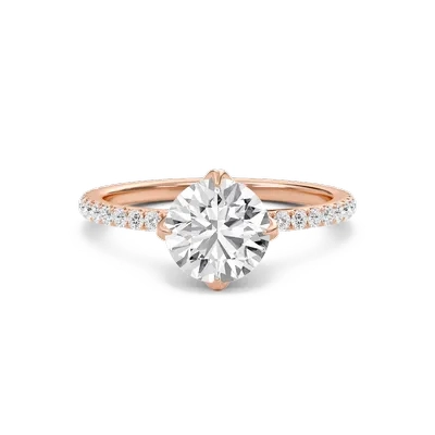 Pave Claw Prong Engagement Ring