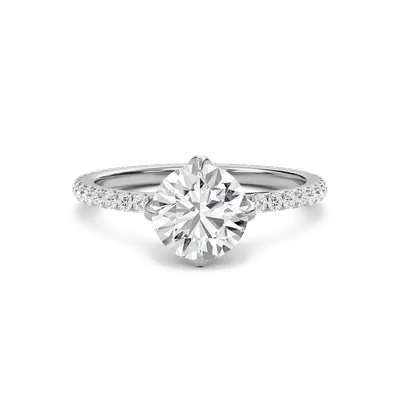 Pave Claw Prong Engagement Ring