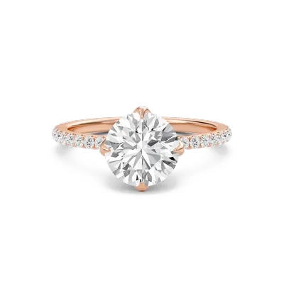 Pave Claw Prong Engagement Ring